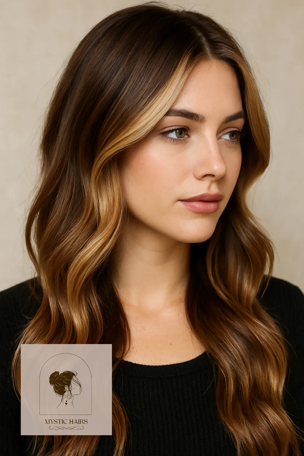 Honey Brown Money Pieces with Balayage Ends