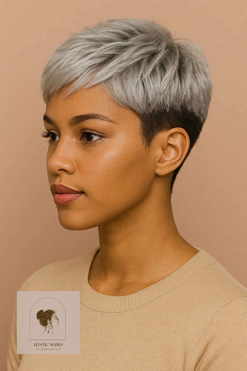 Icy Gray Pixie with Dark Undercut