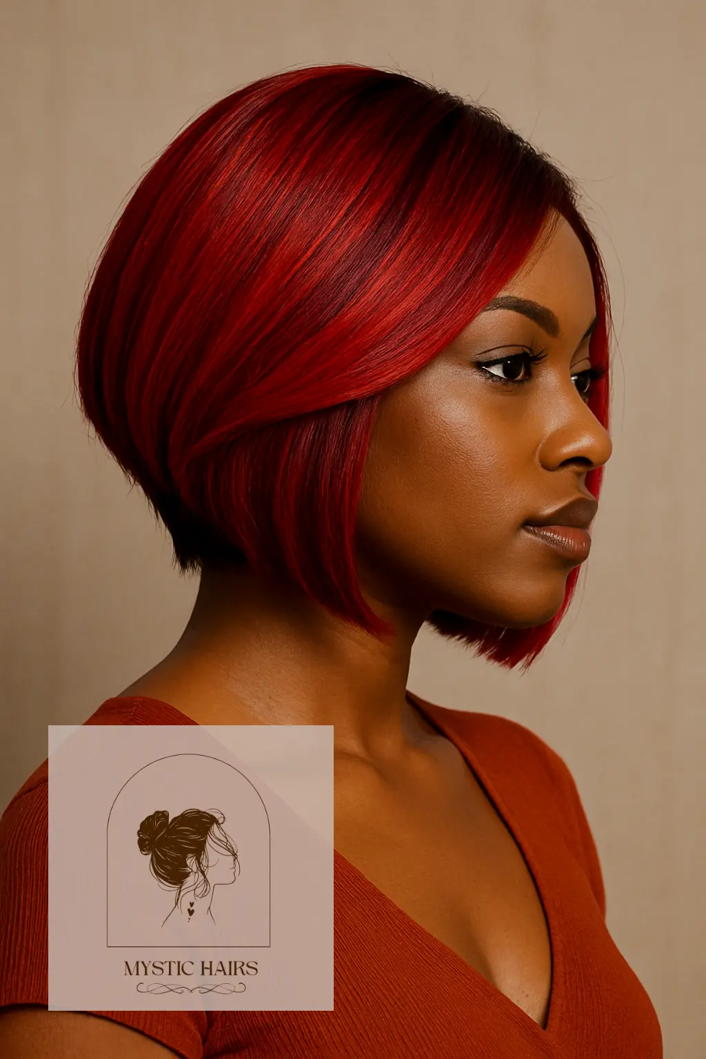 Inverted Bob with Fire Red Shine