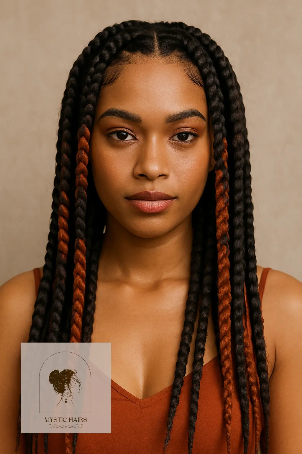Jumbo Box Braids With Color Accents
