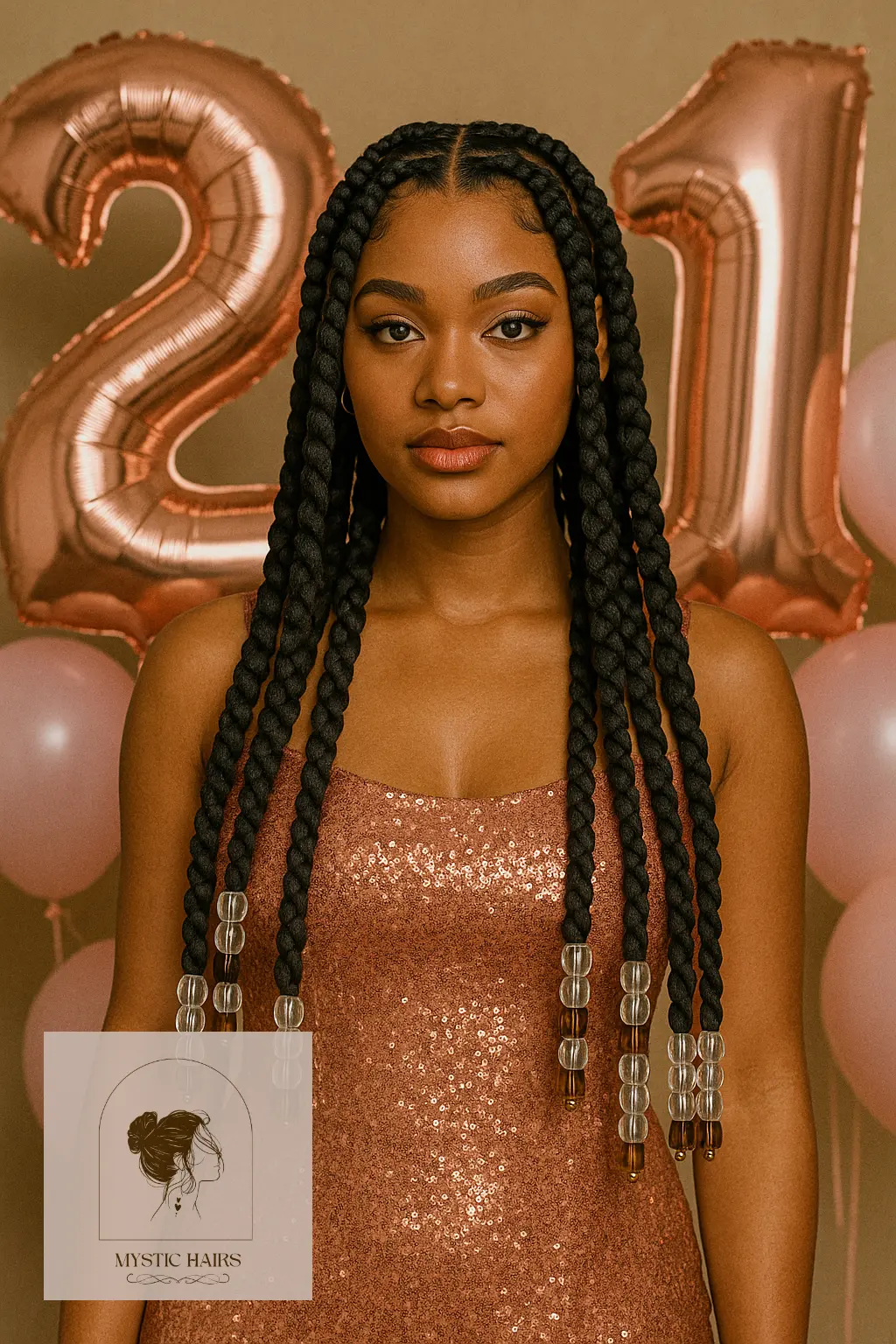  Jumbo Knotless Braids with Beads