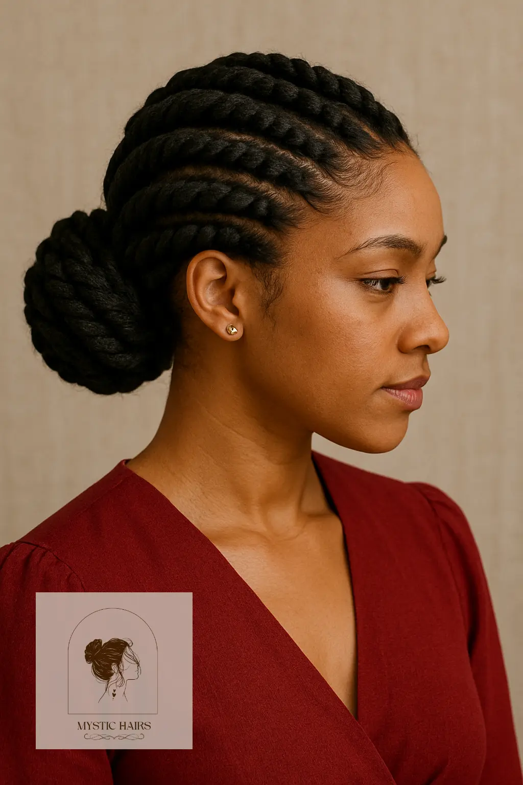Jumbo Twists Pulled Into Low Bun