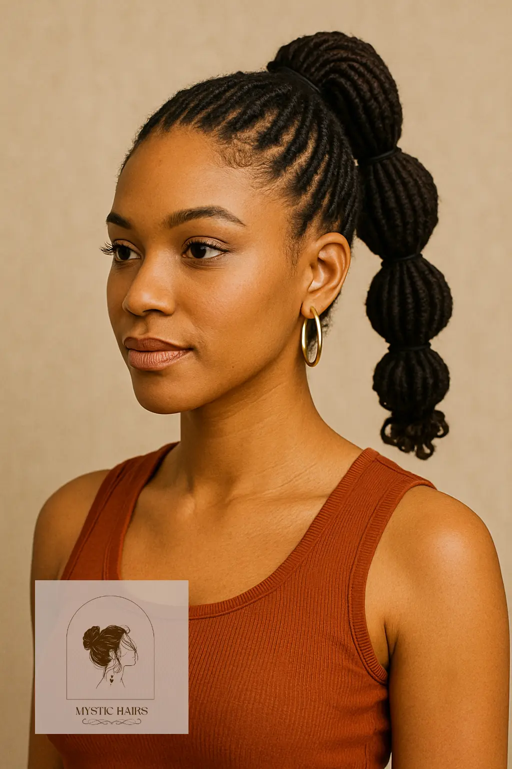 Loc Ponytail With Bubble Sections