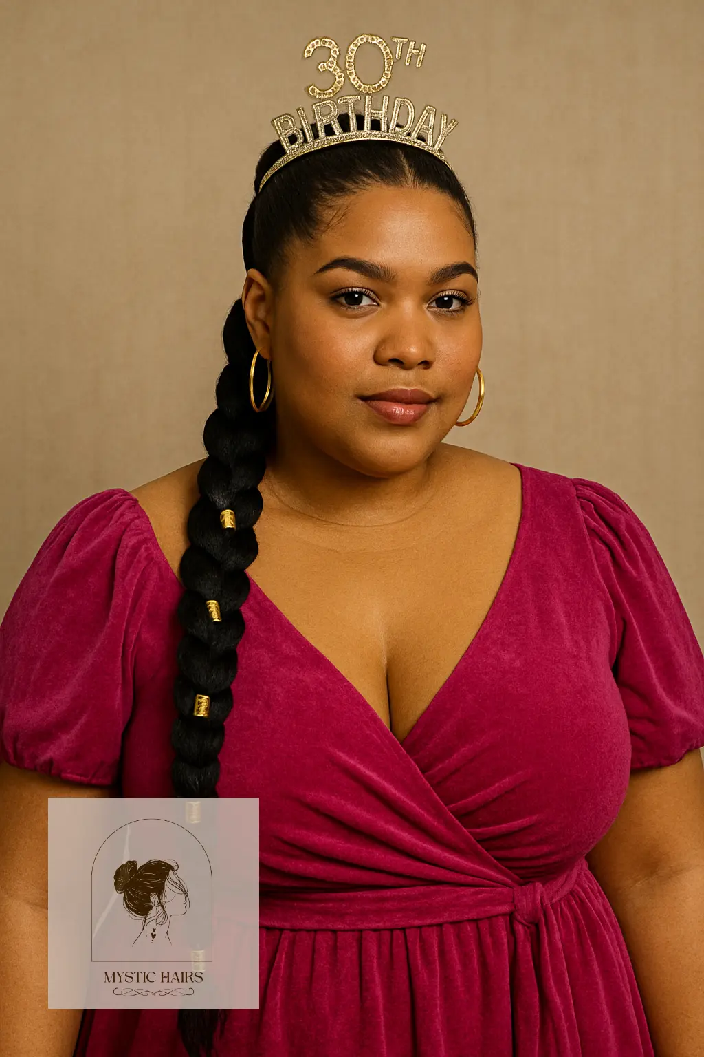 Long Braided Ponytail With Hair Cuffs
