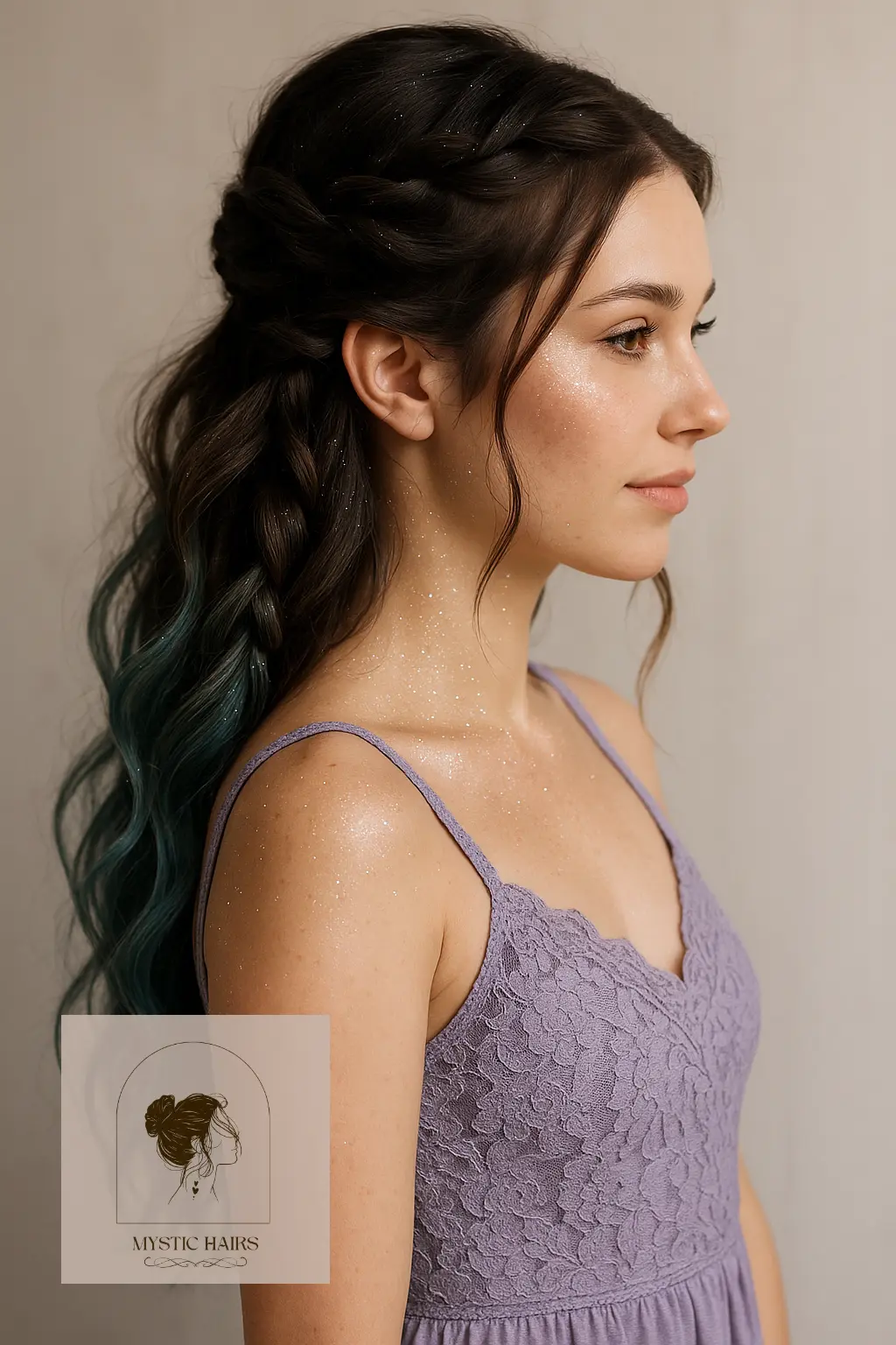 Loose Half-Up Twists with Glitter Spray