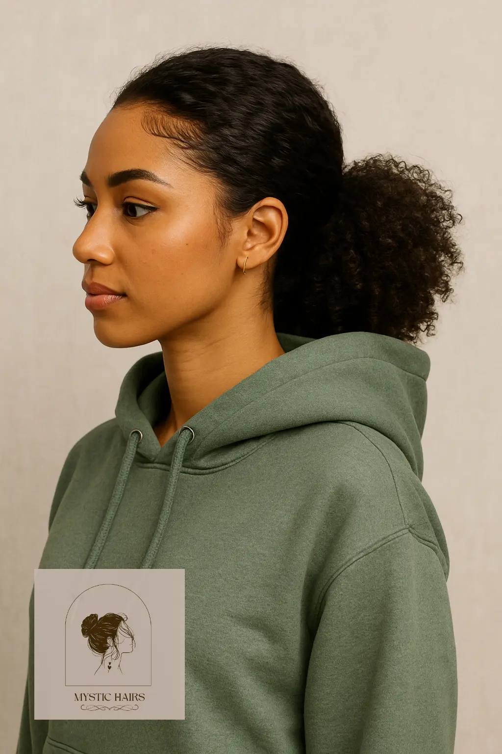 Low Curly Ponytail with Puff