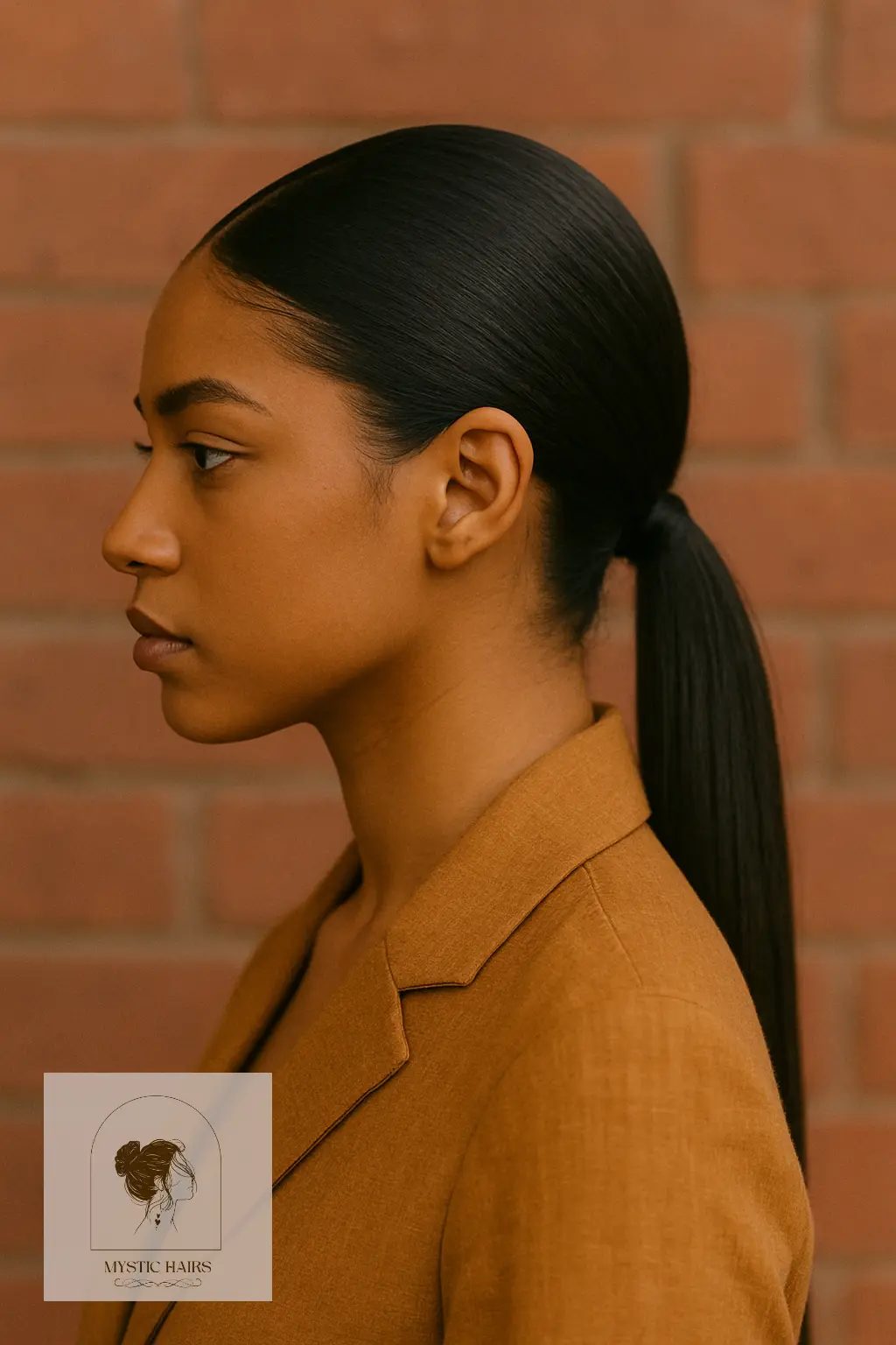 Low Sleek Ponytail with Defined Part