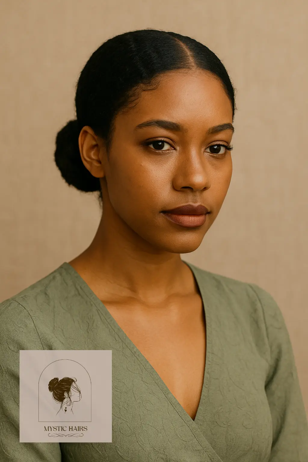 Low Twisted Bun with Center Part