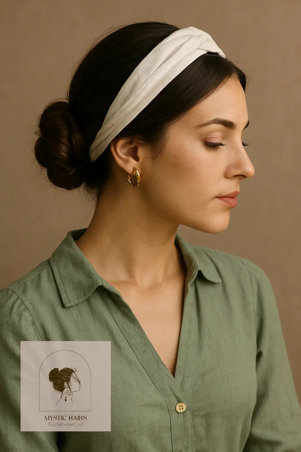 Low Twisted Bun with Linen Headband