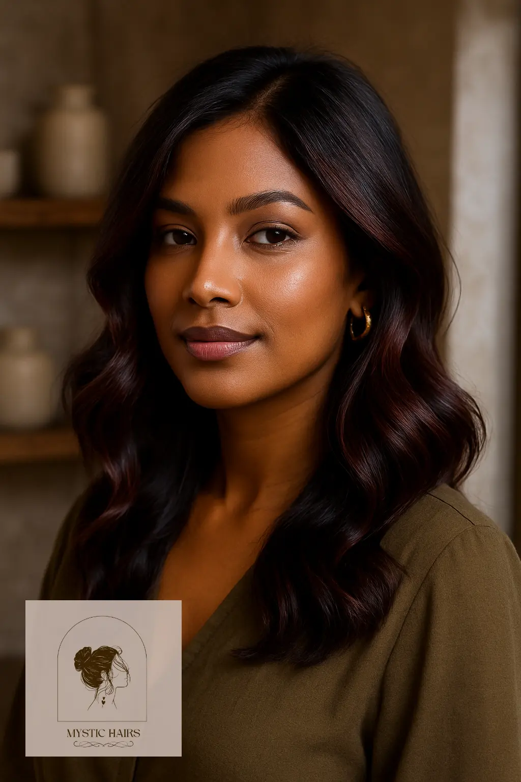 Mahogany Highlights on Dark Brown Hair