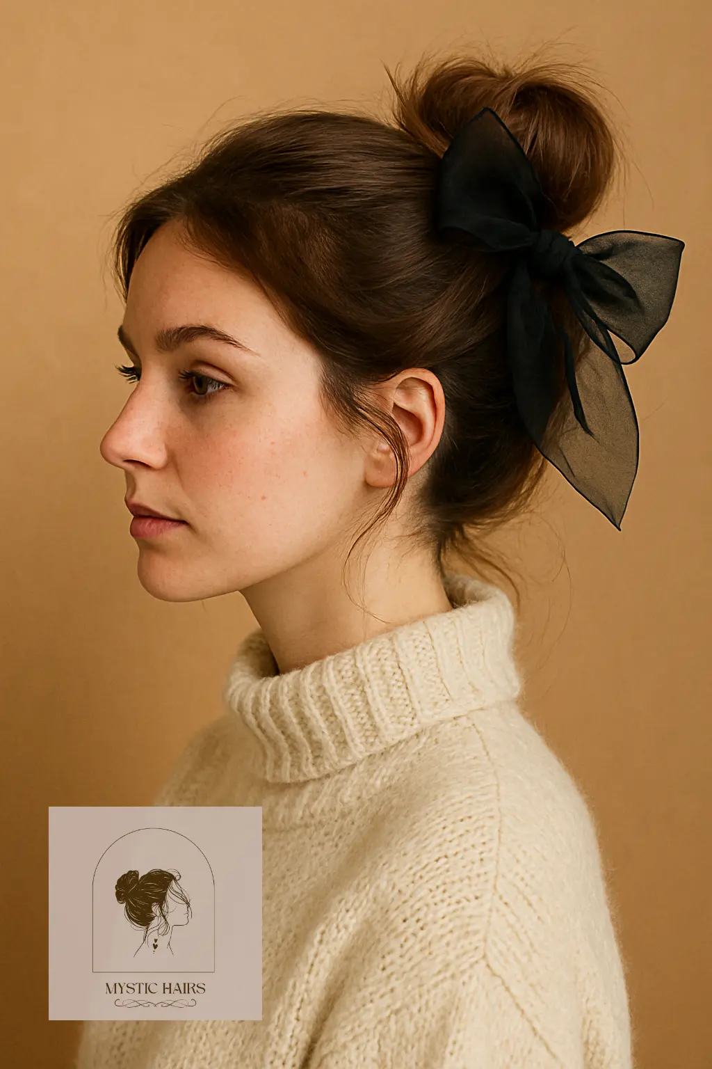 Messy Bun with Sheer Bow Tie