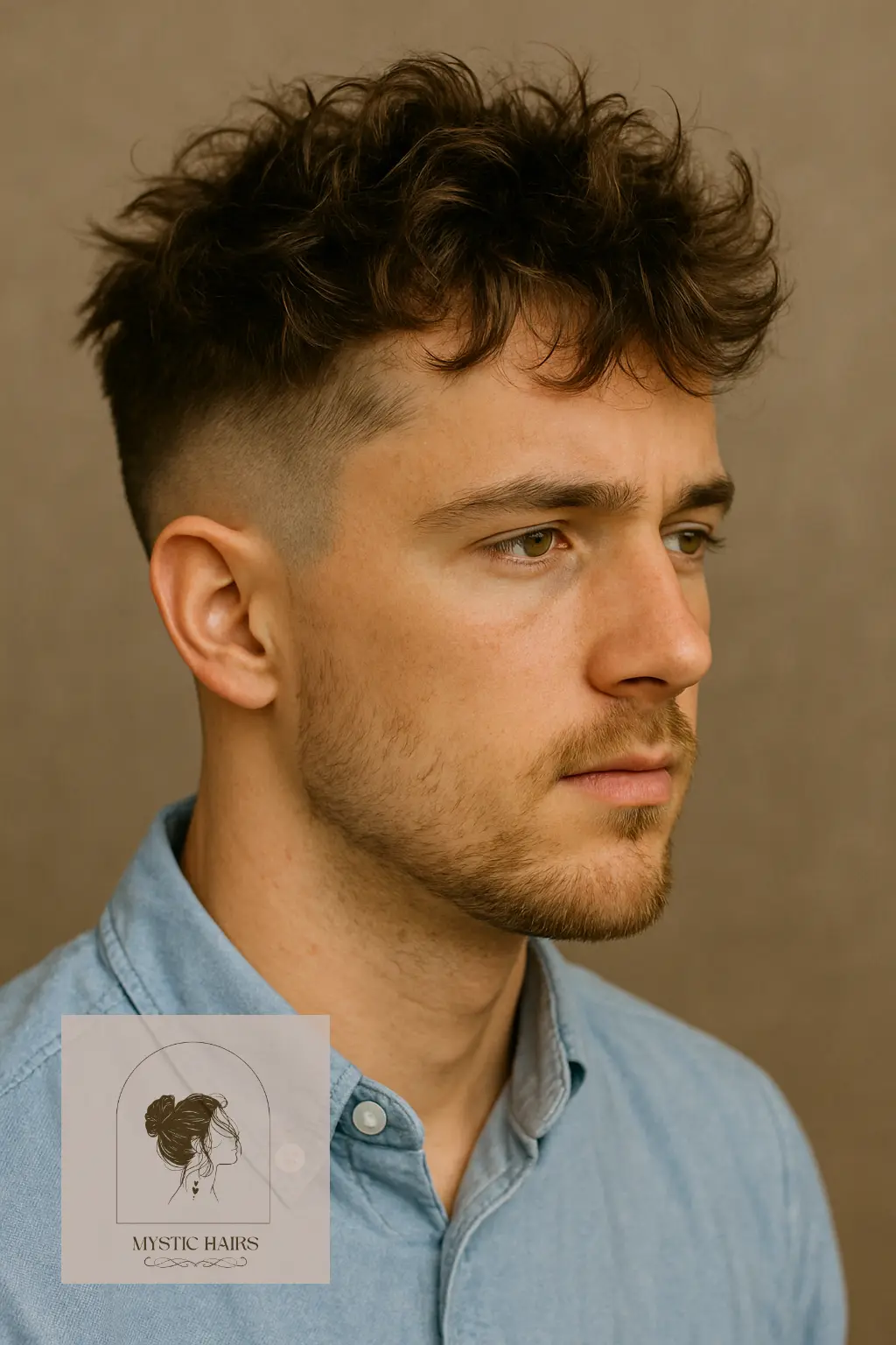 Messy Curls with High Fade