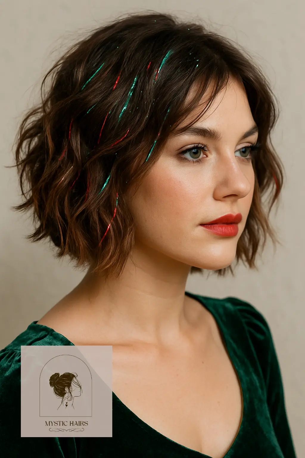 Messy Textured Bob with Tinsel Highlights