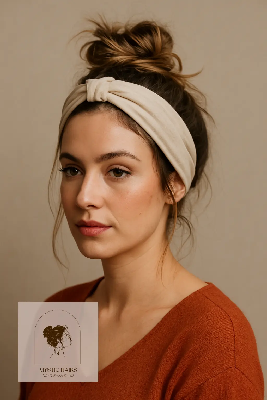 Messy Top Knot with Cotton Headband