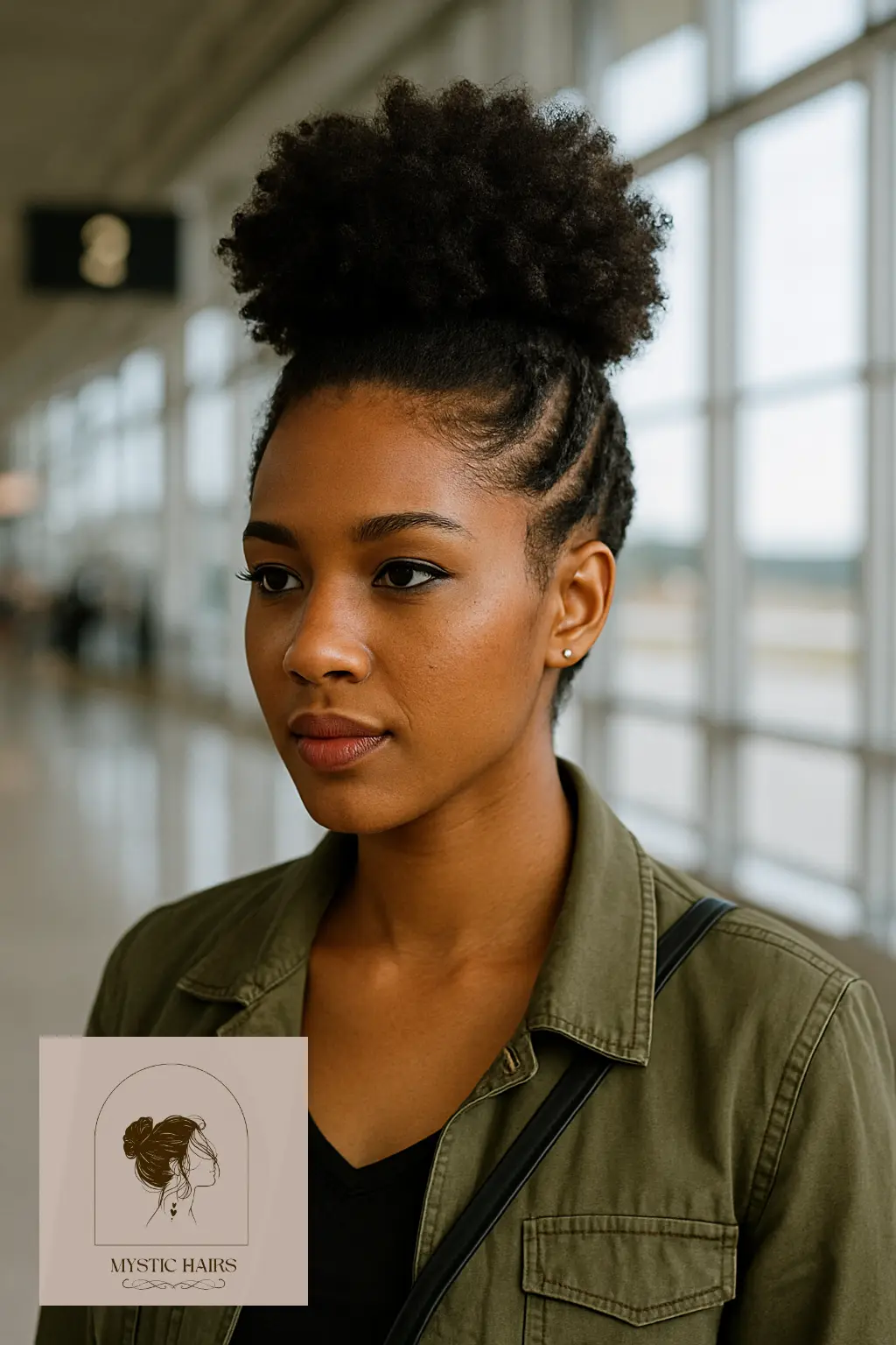 Mohawk-Inspired Puff with Braided Sides