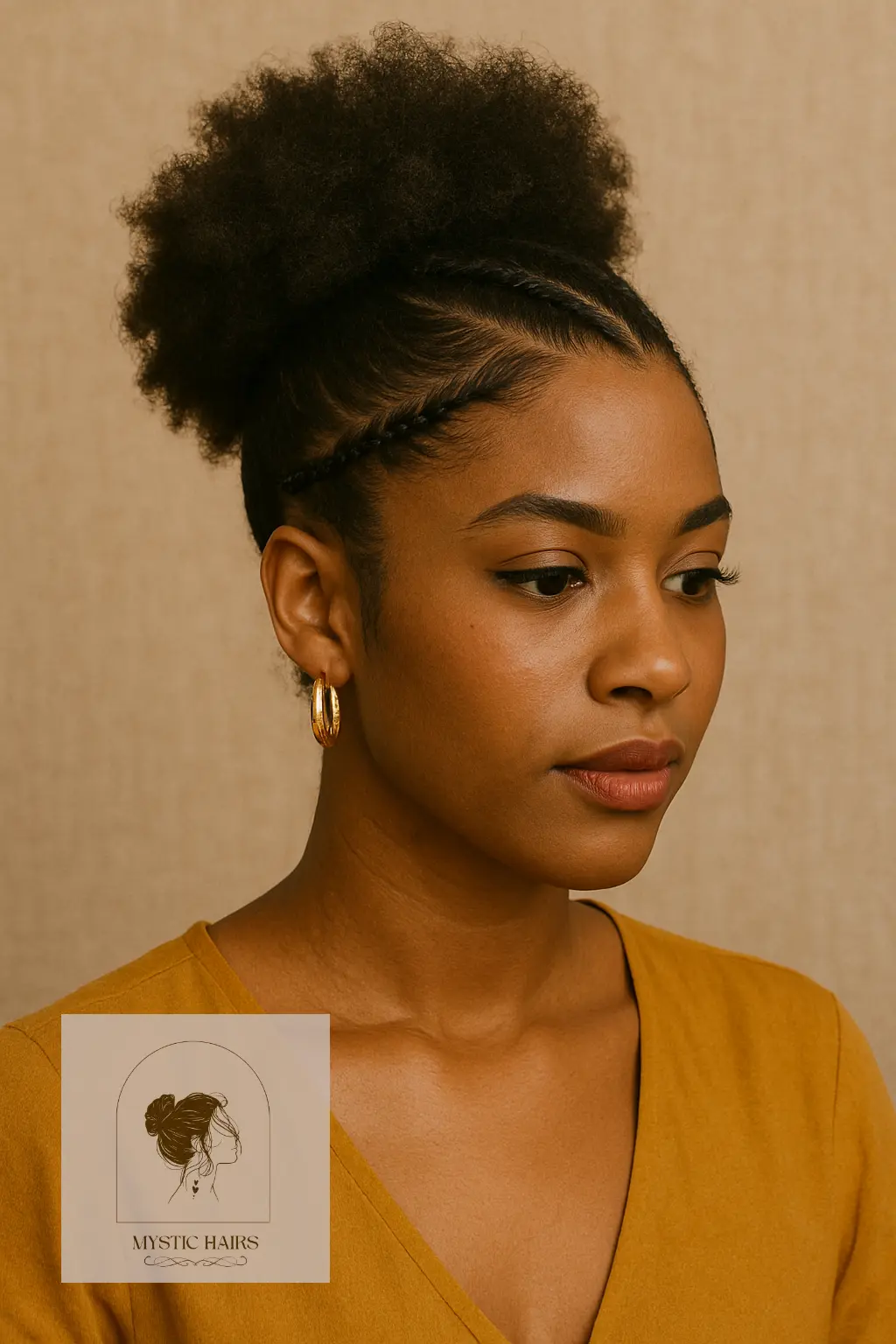 Natural Puff with Braided Front