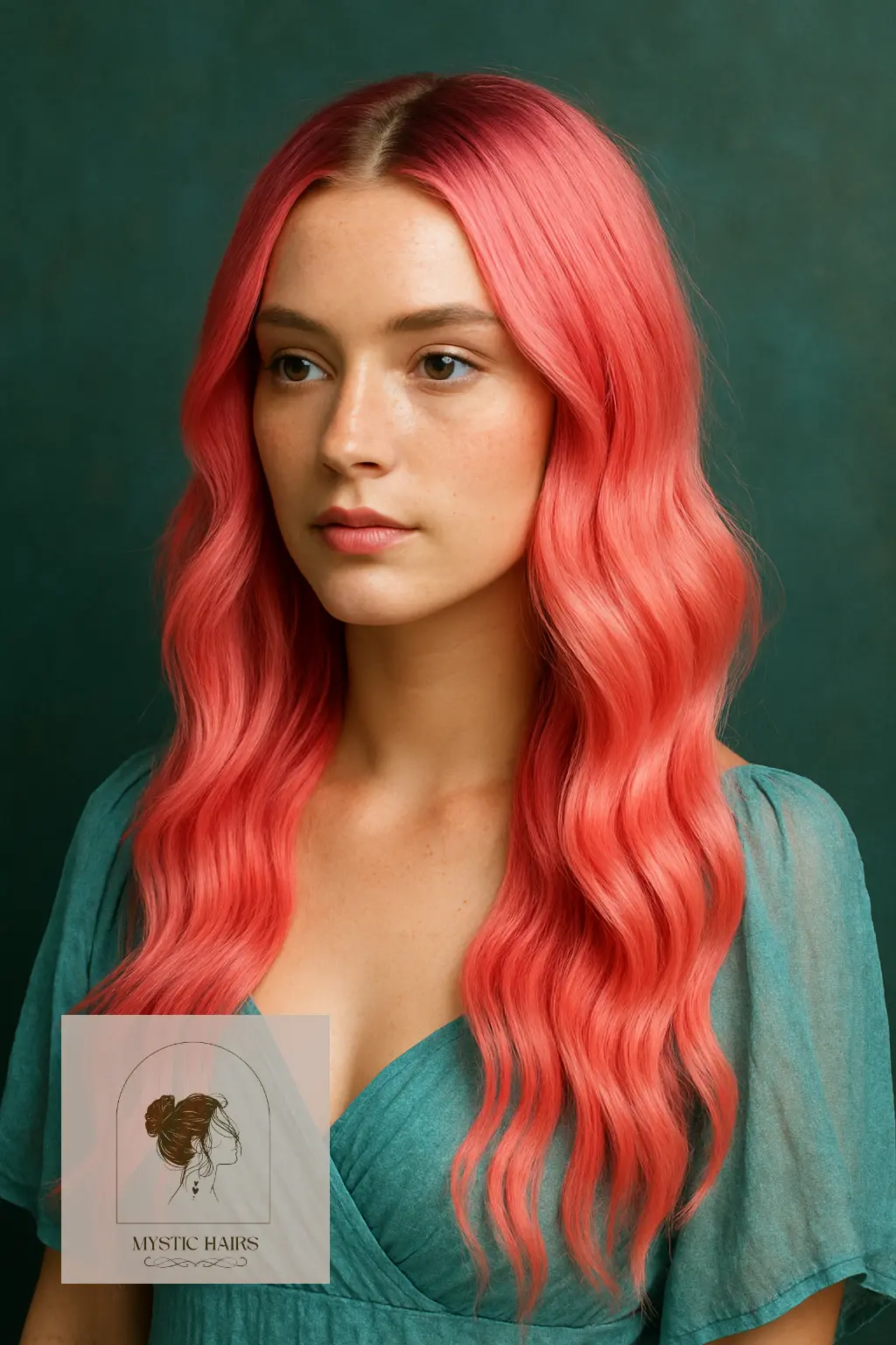 Pink Coral Tones with Middle Part