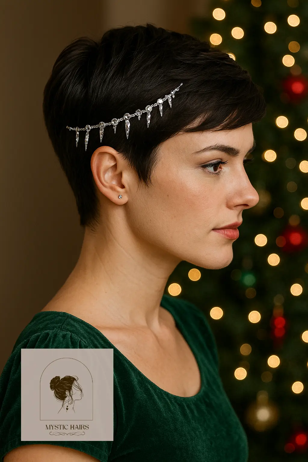 Pixie with Icicle-Inspired Hair Chain