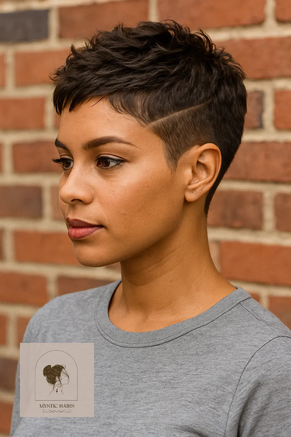 Pixie with Shaved Part and Texture Spray