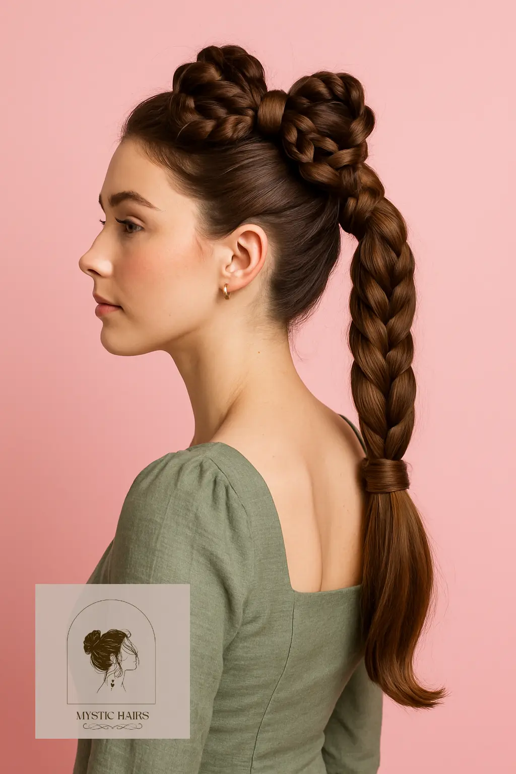 Ponytail Wrapped in Braided Bow