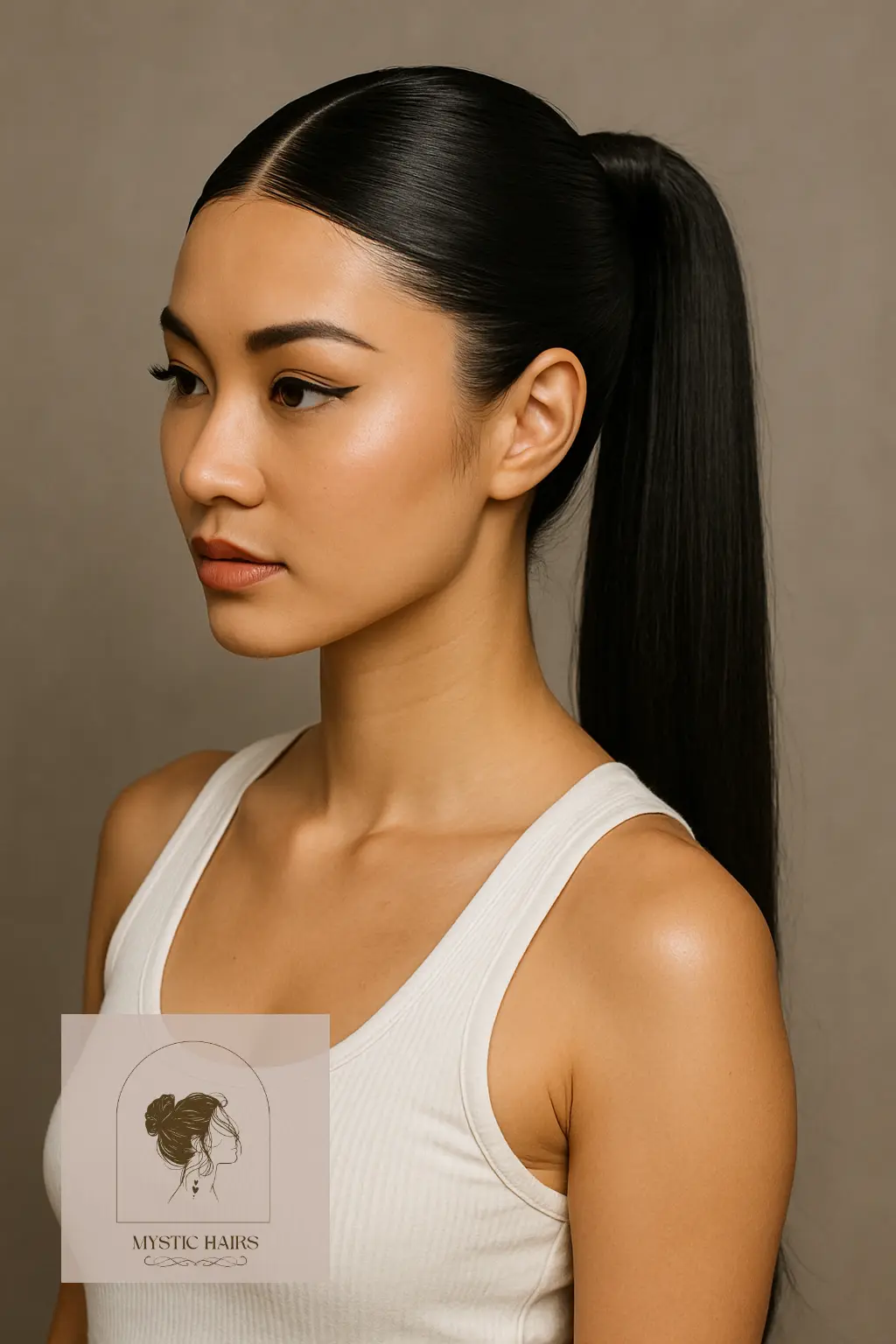 Ponytail with Slicked Center Part