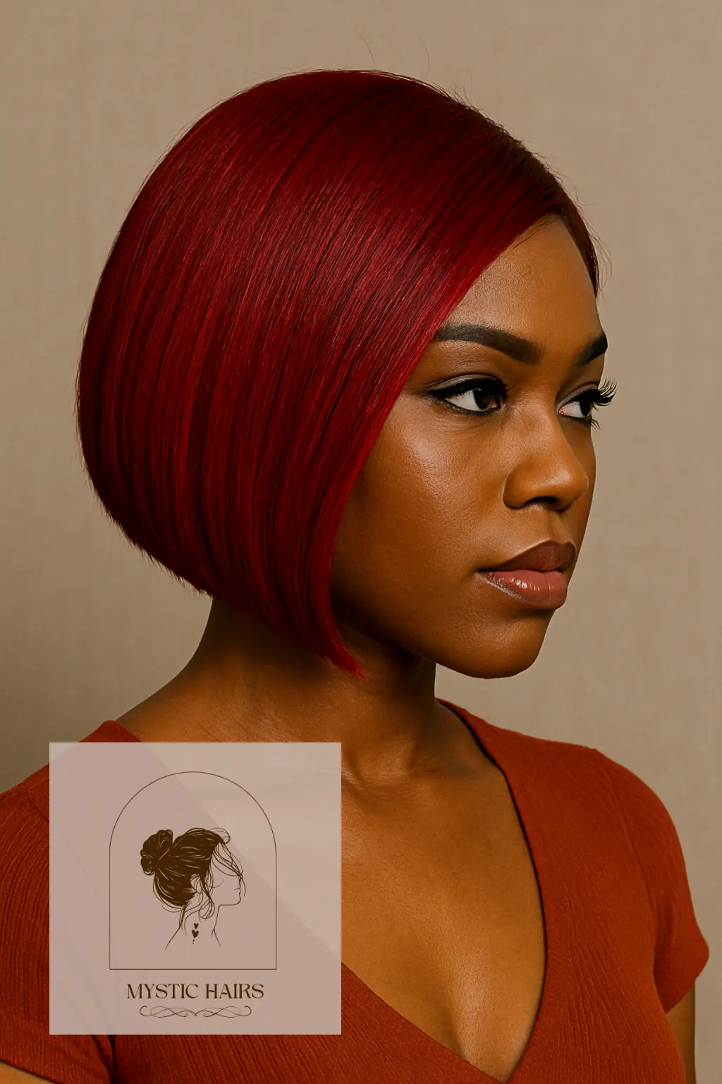 Precision Cut Bob with Scarlet Hues