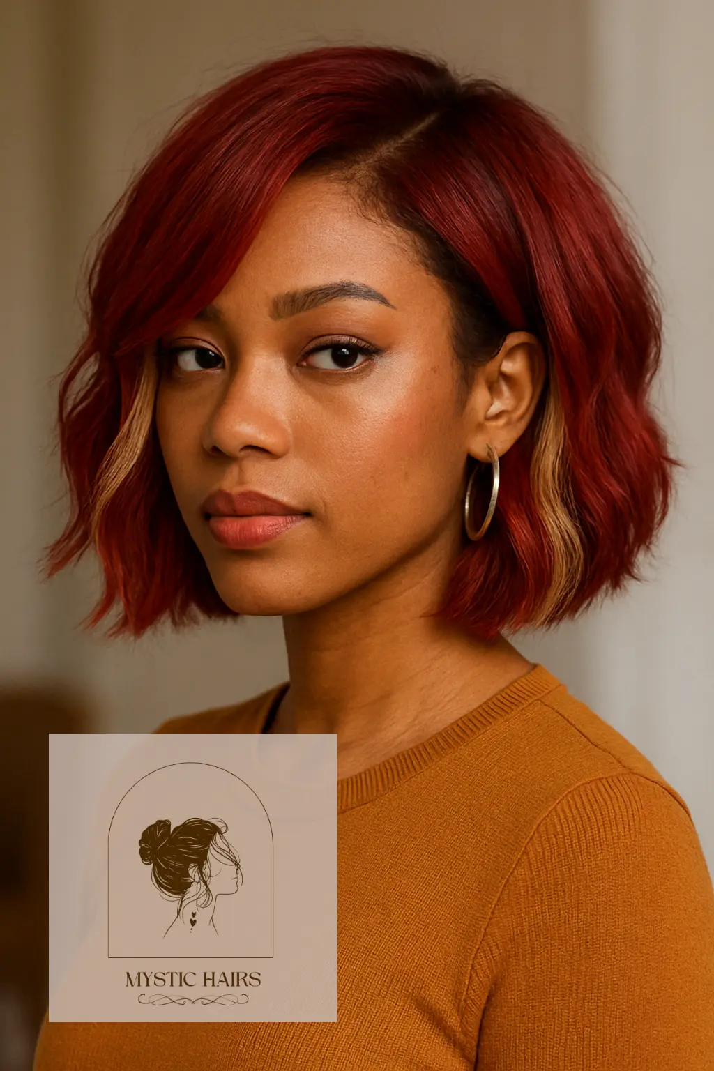 Red Bob with Peekaboo Blonde Panels