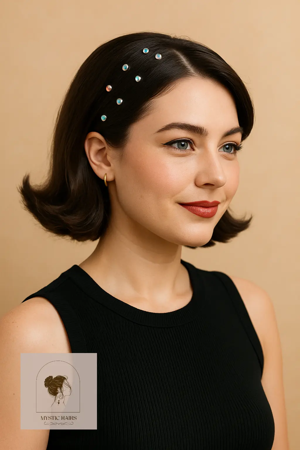 Retro Flip with Hair Gems