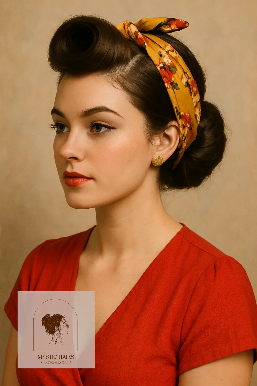 Rolled Pin-Up With Scarf Accent