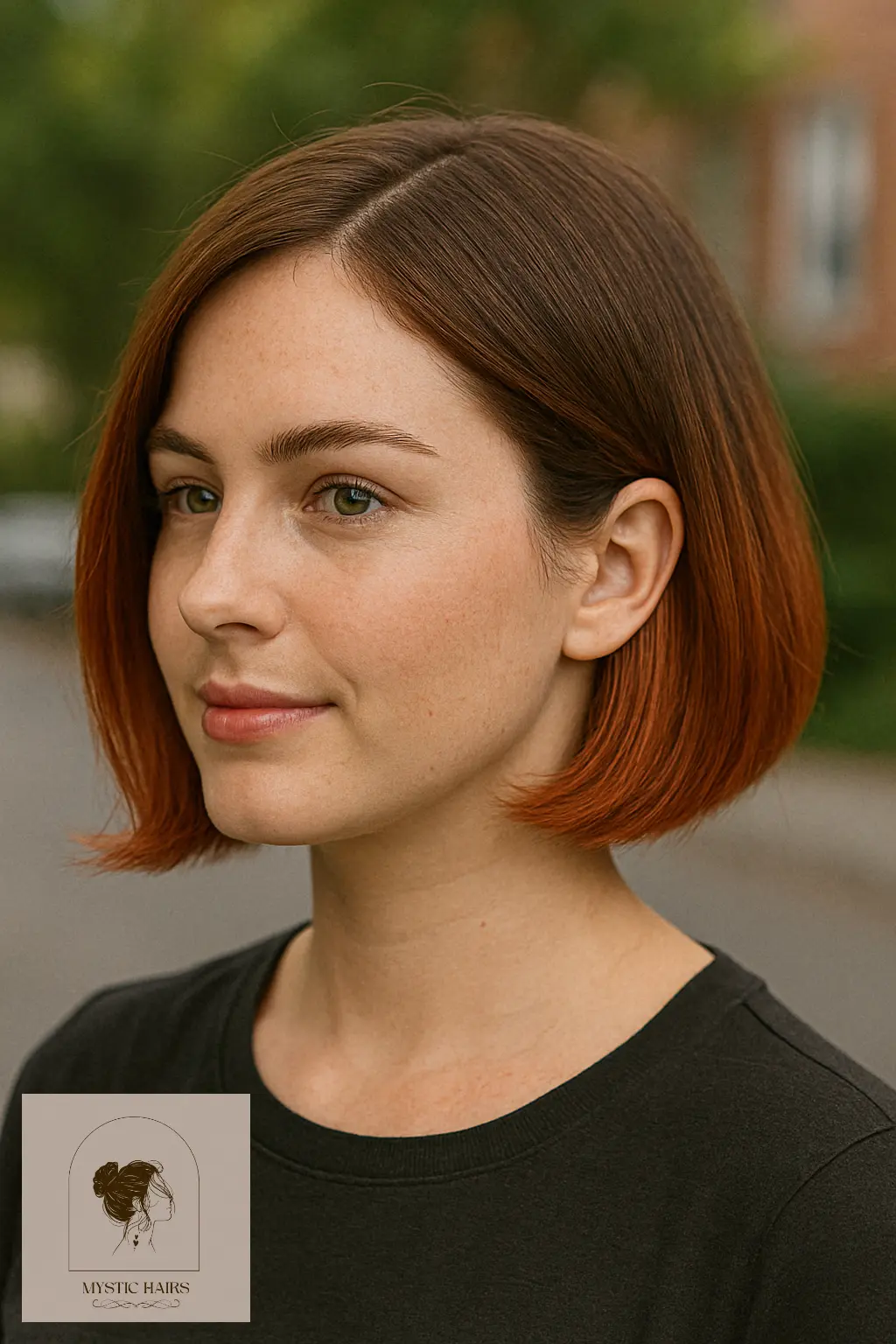 Rounded Bob with Auburn Fade