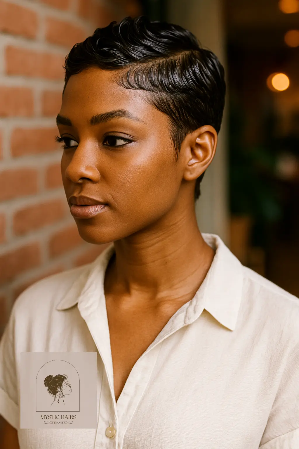 Sculpted Pixie with Wet Look Finish