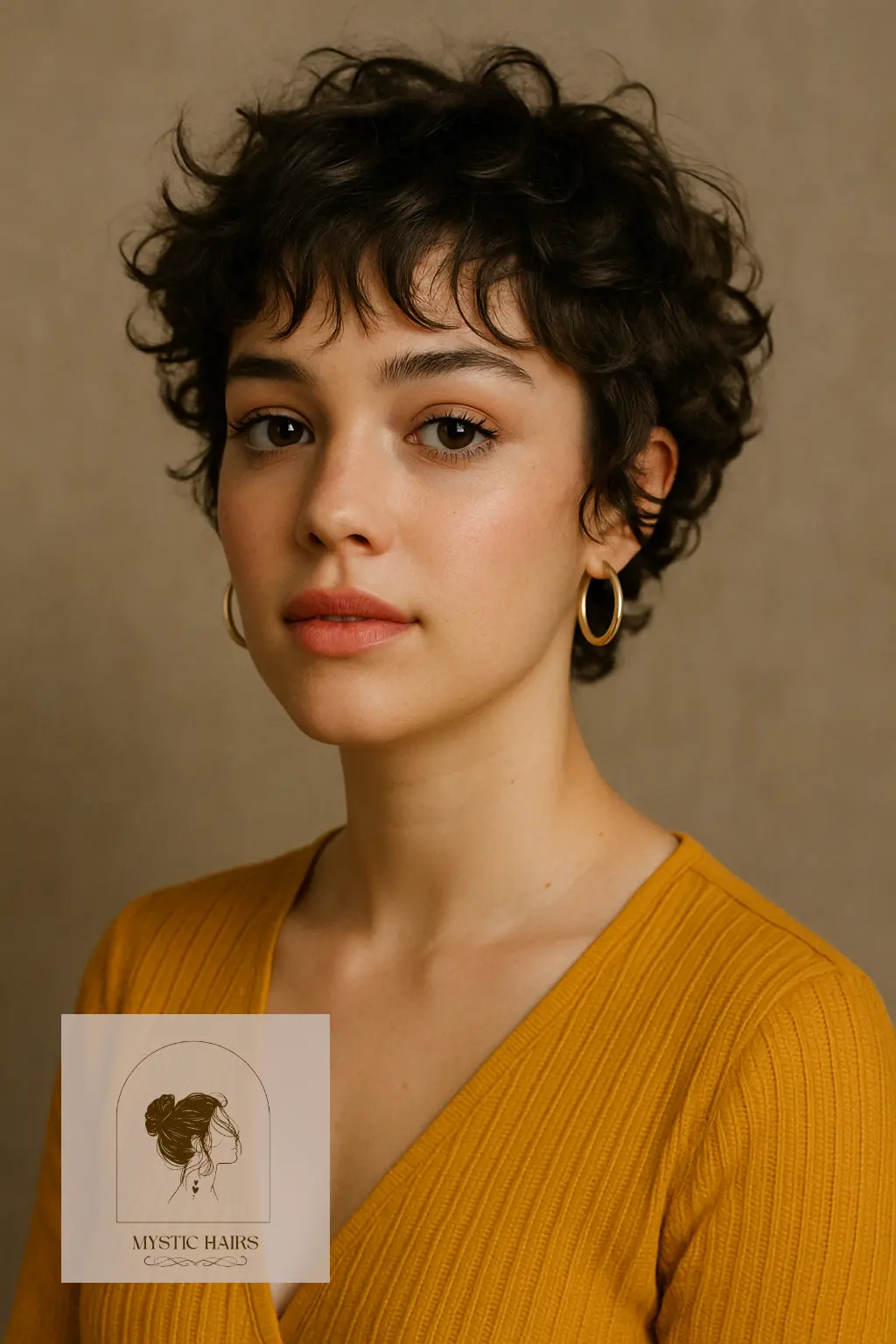 Short Curly Cut with Wispy Bangs