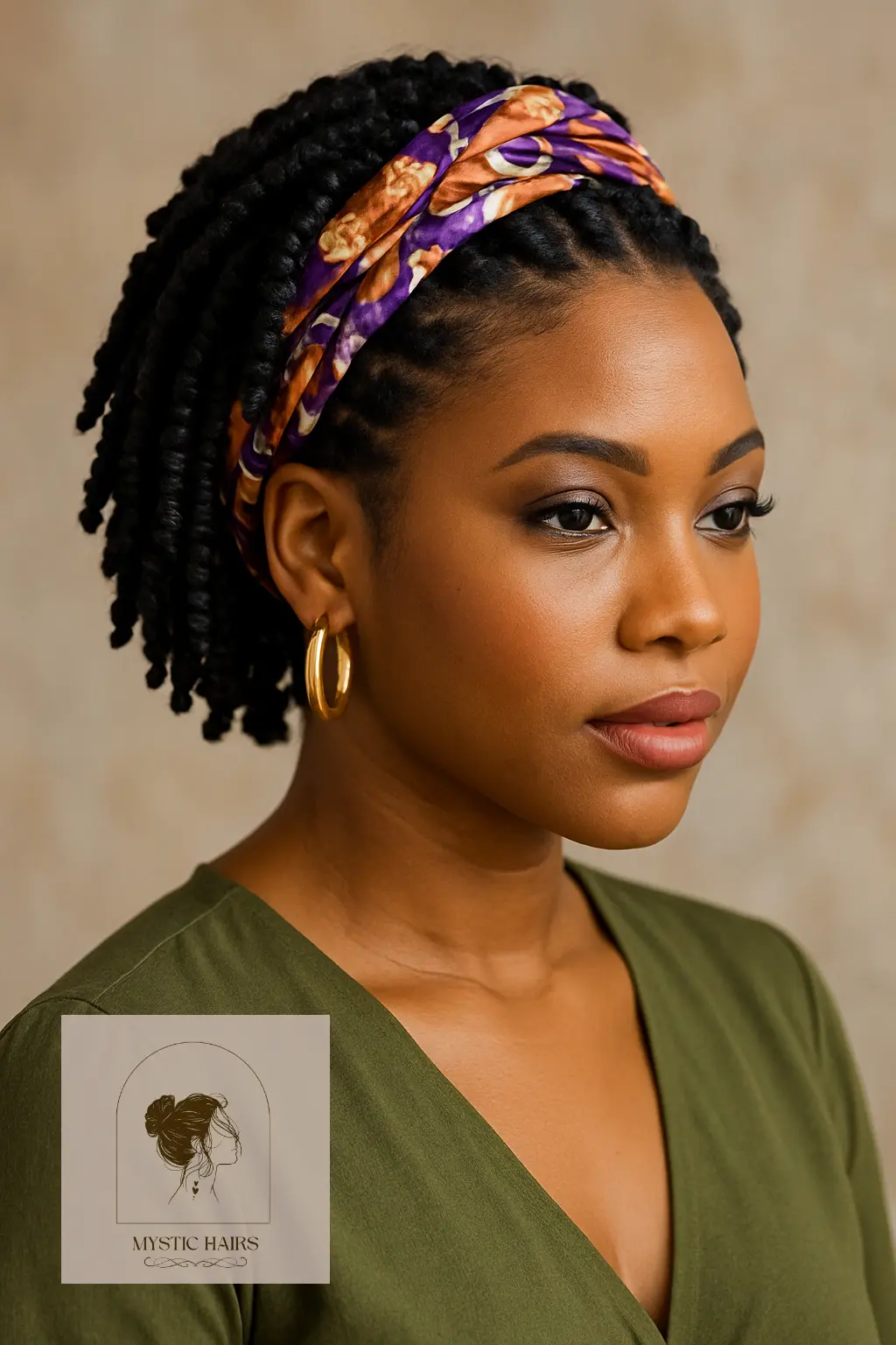 Short Twists With Headwrap Accent