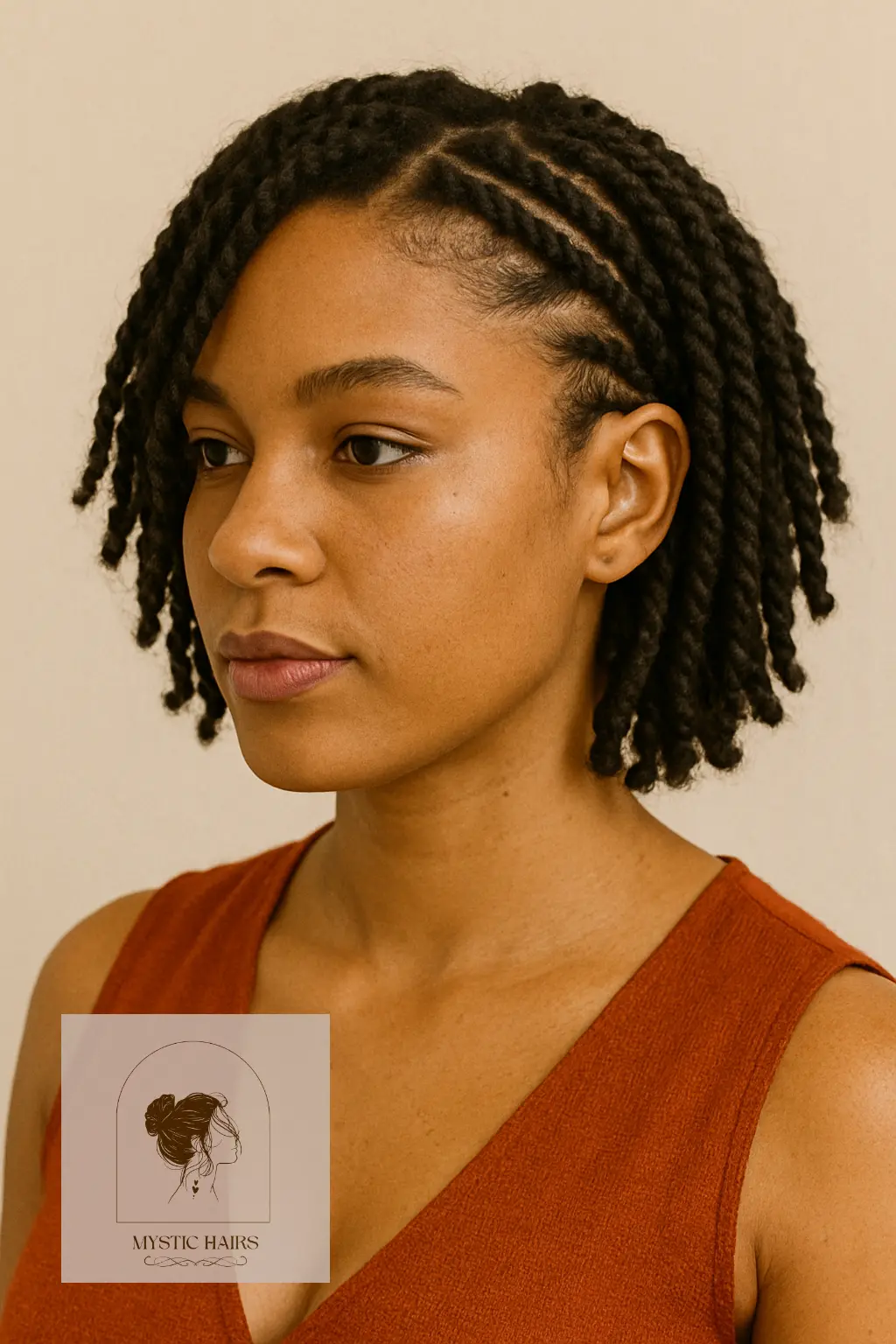 Short Twists With Side Cornrow Detail