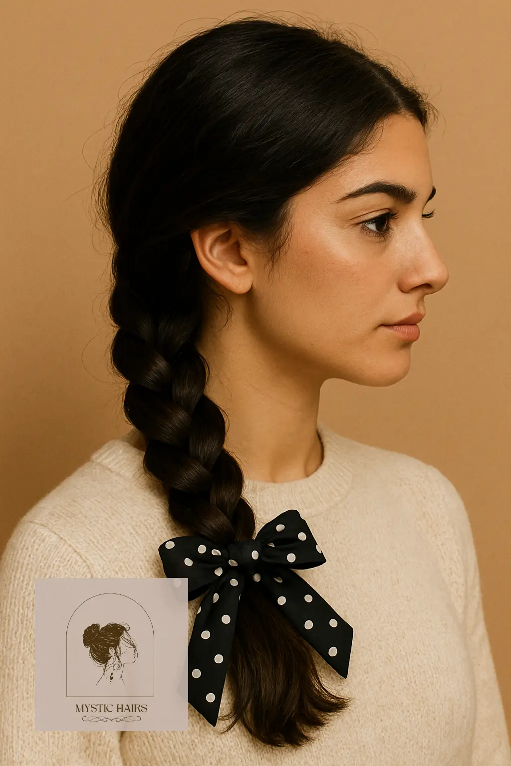 Side Braid with Polka Dot Ribbon