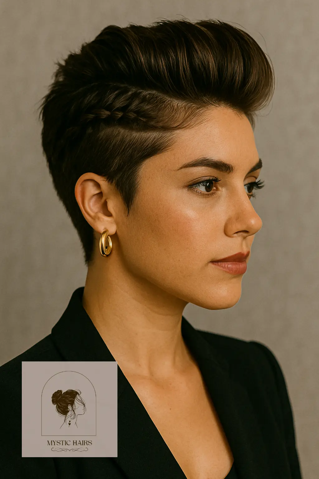 Side-Braided Pompadour Pixie