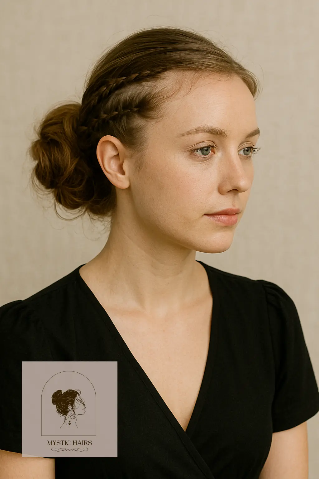Side Cornrows Into Loose Bun