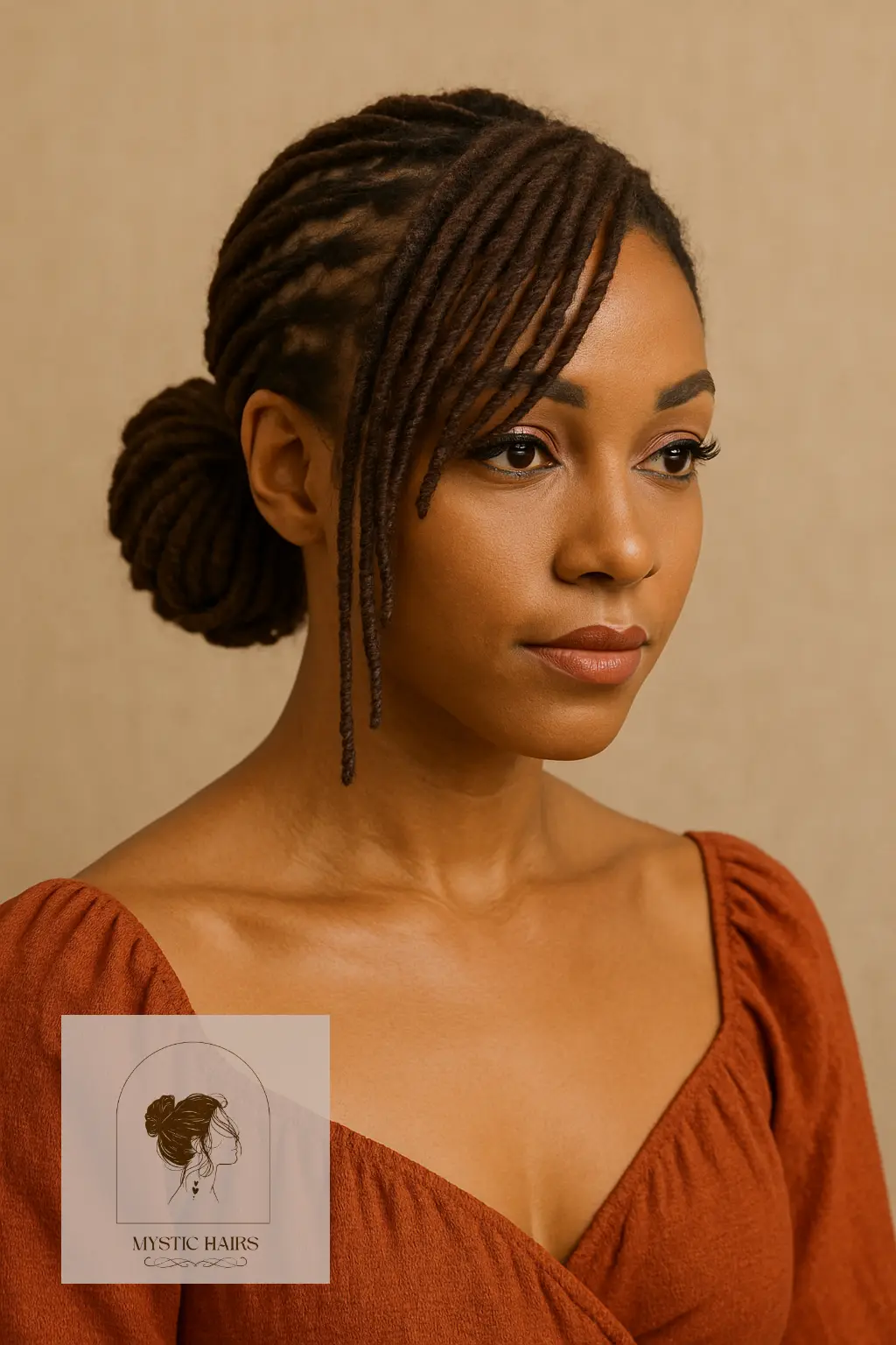 Side Loc Bangs With Low Bun