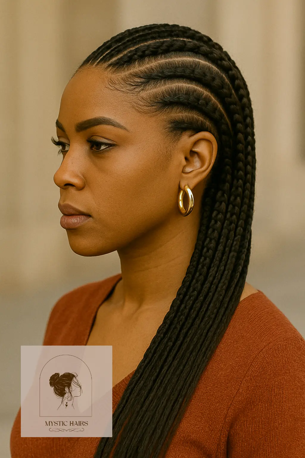 Side-Part Cornrows with Extensions