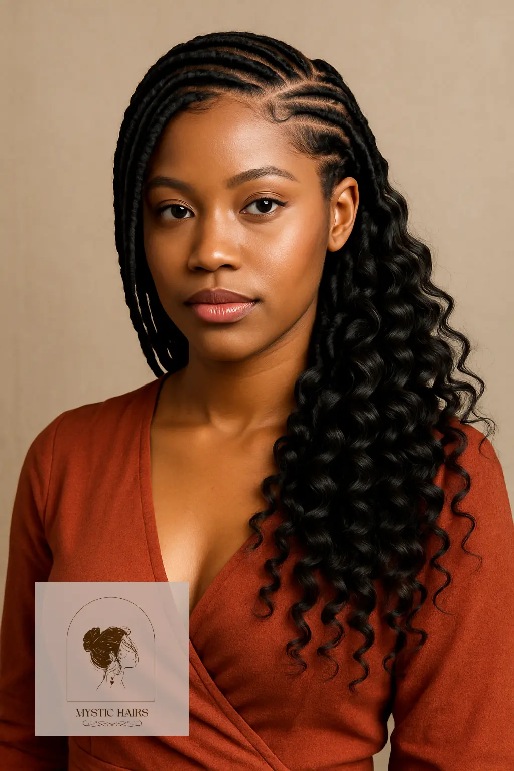 Side-Swept Cornrows with Curls