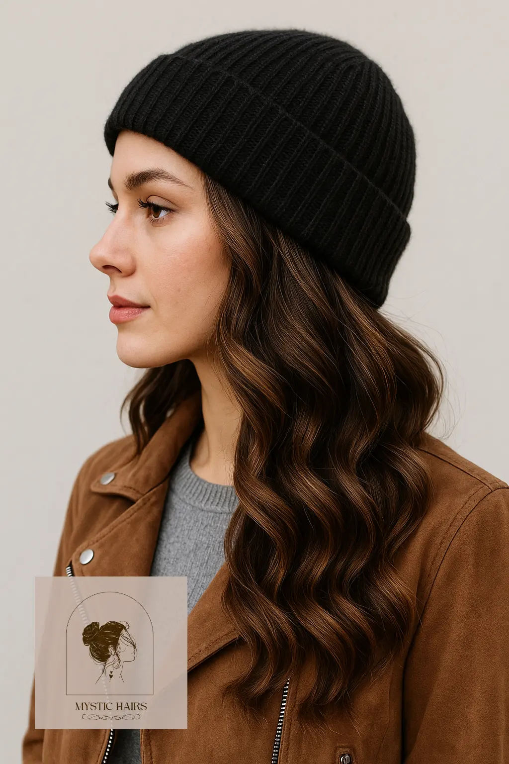 Side-Swept Waves with Beanie