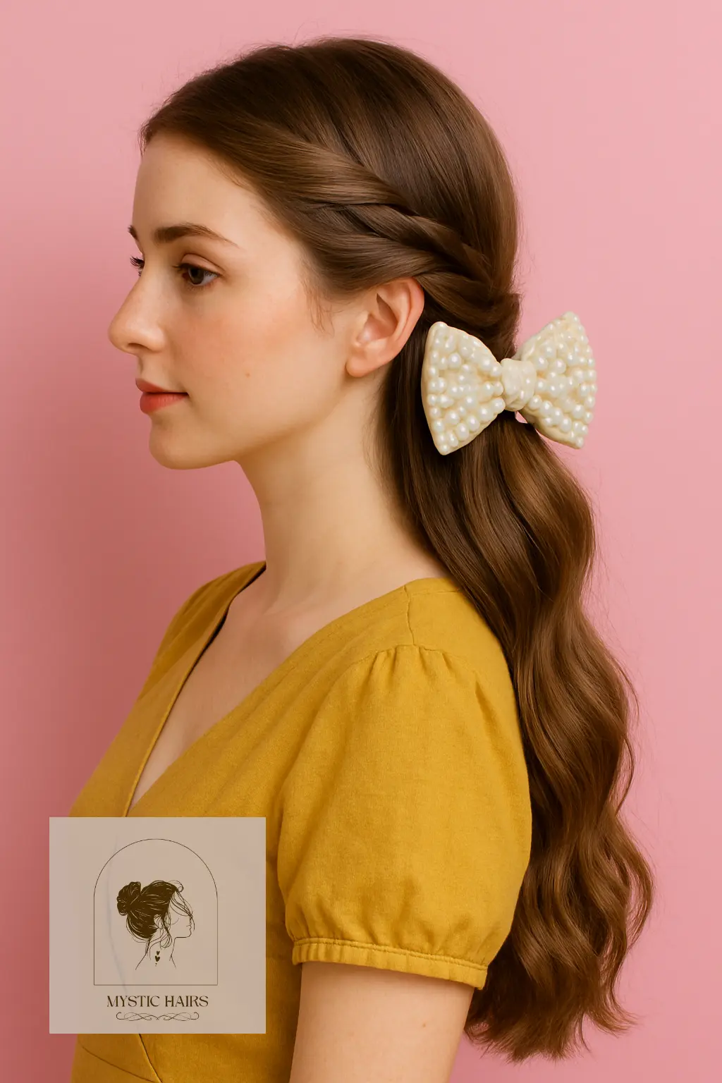 Side Twist with Pearl-Studded Bow