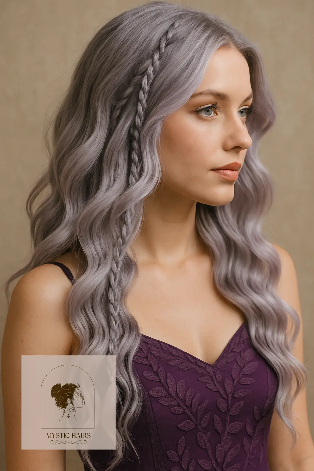 Silver Lilac Waves with Hidden Braids