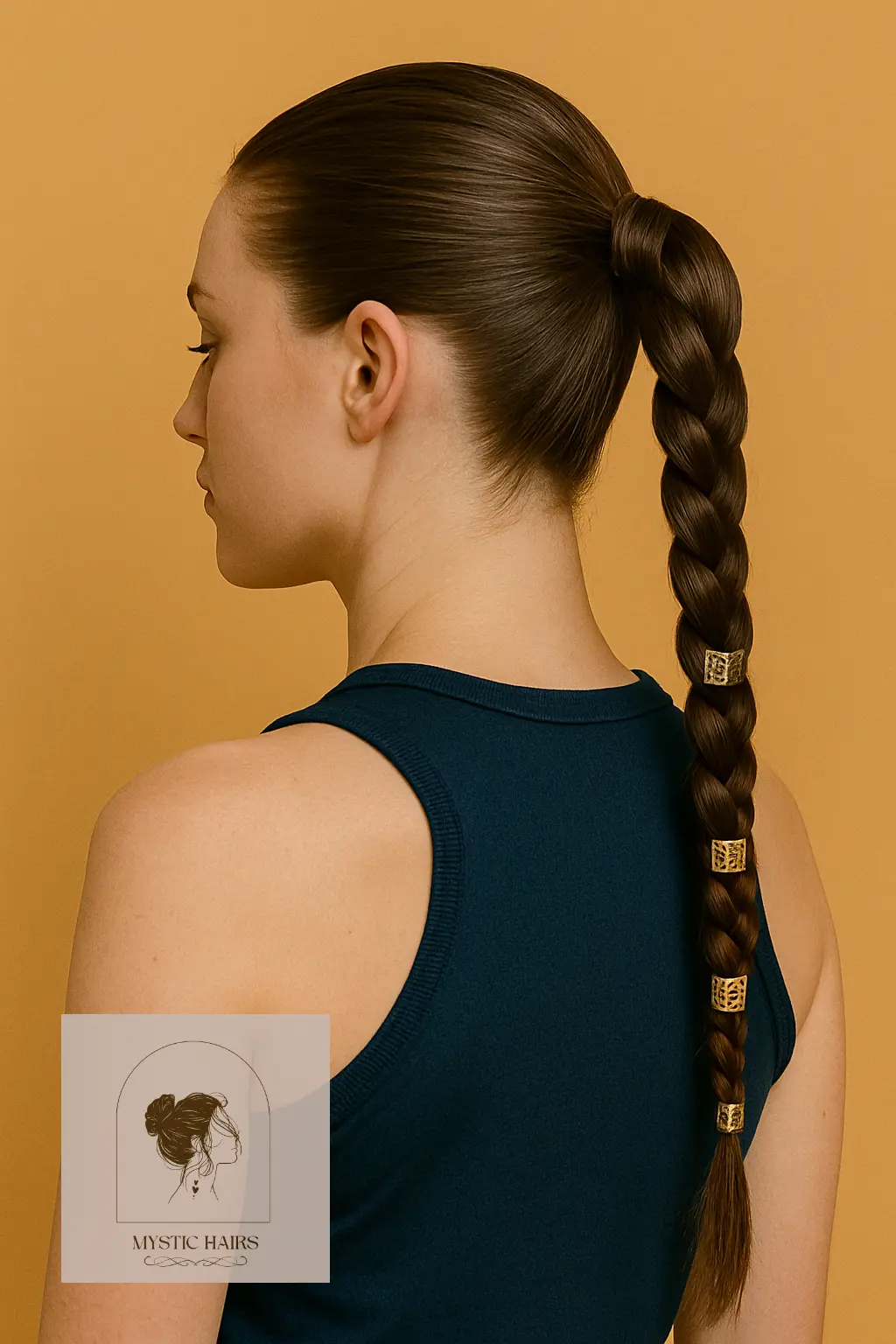Sleek Braided Ponytail with Cuff Accents