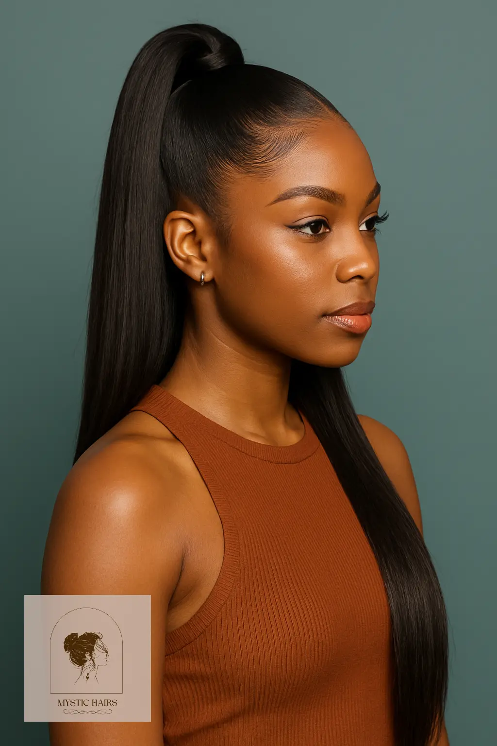 Sleek Half-Up Ponytail with Long Weave