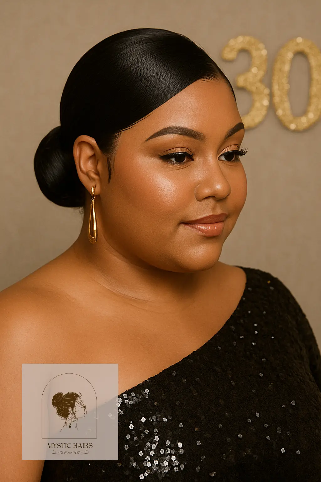 Sleek Low Bun With Side Part