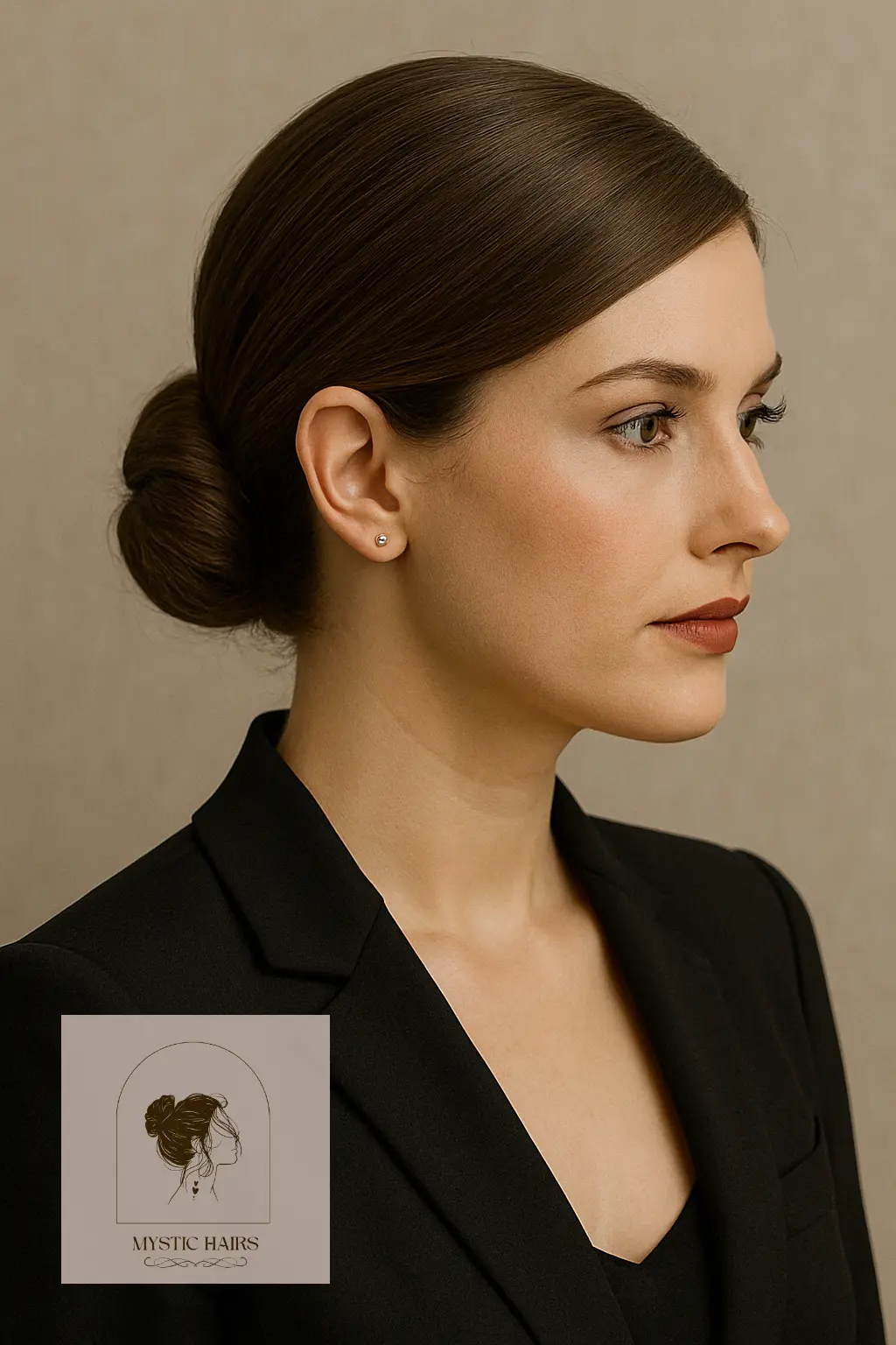 Sleek Low Chignon with Side Part