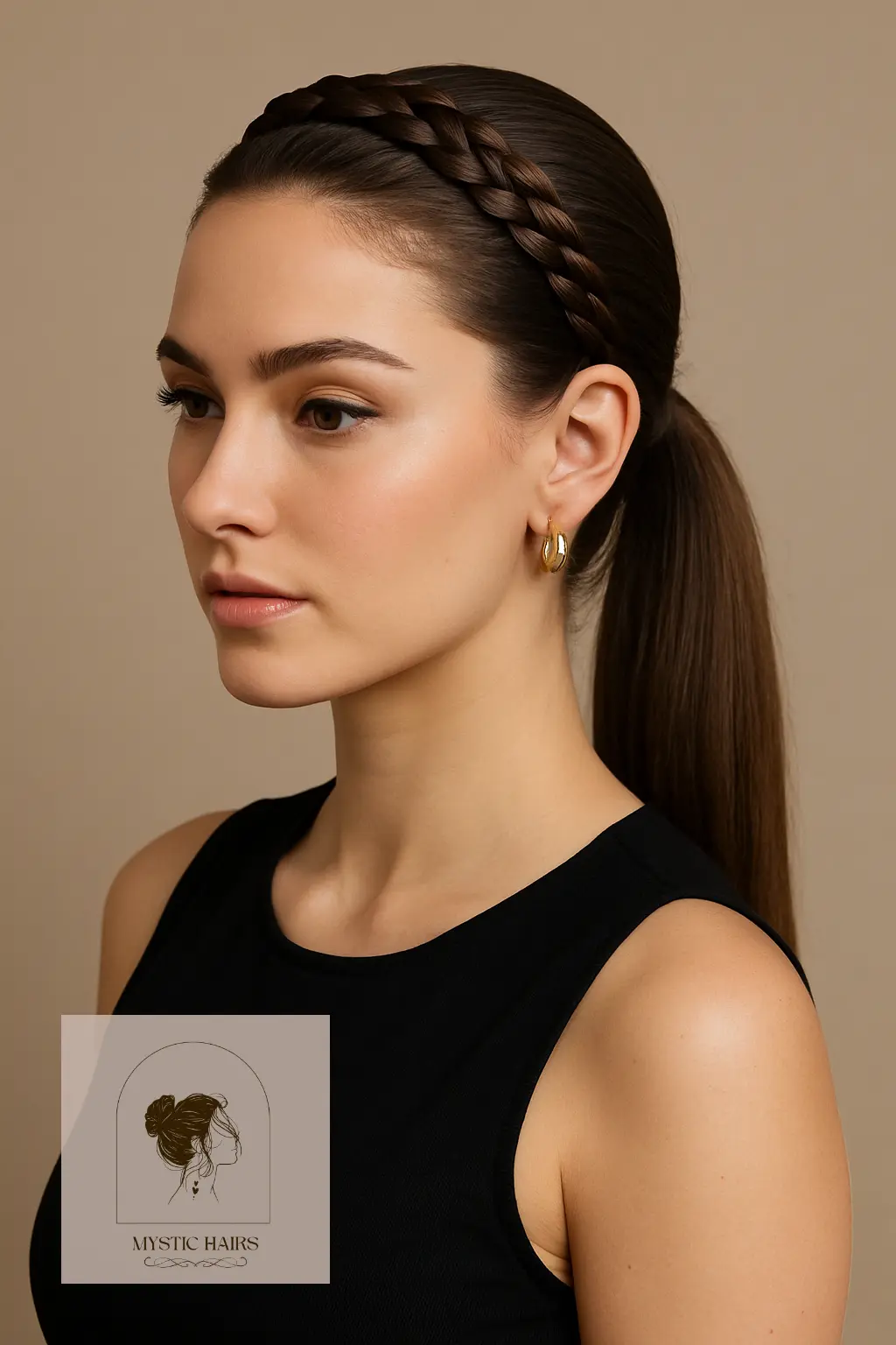 Sleek Ponytail with Braided Headband