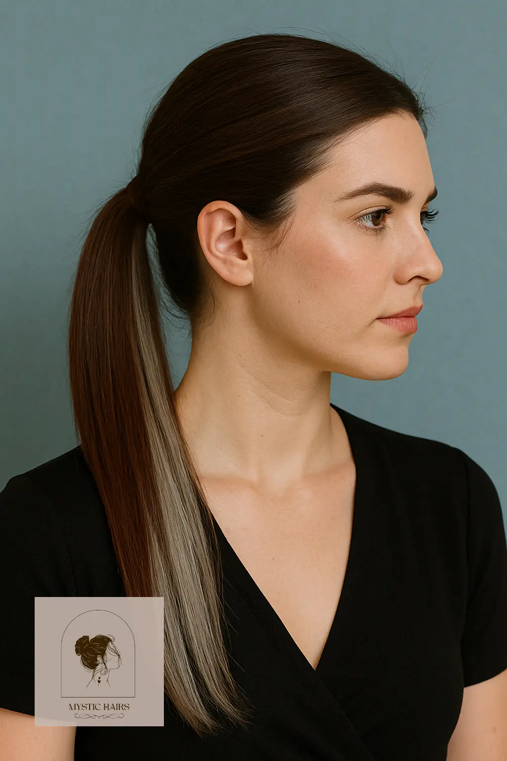 Sleek Ponytail with Hidden Silver Strands