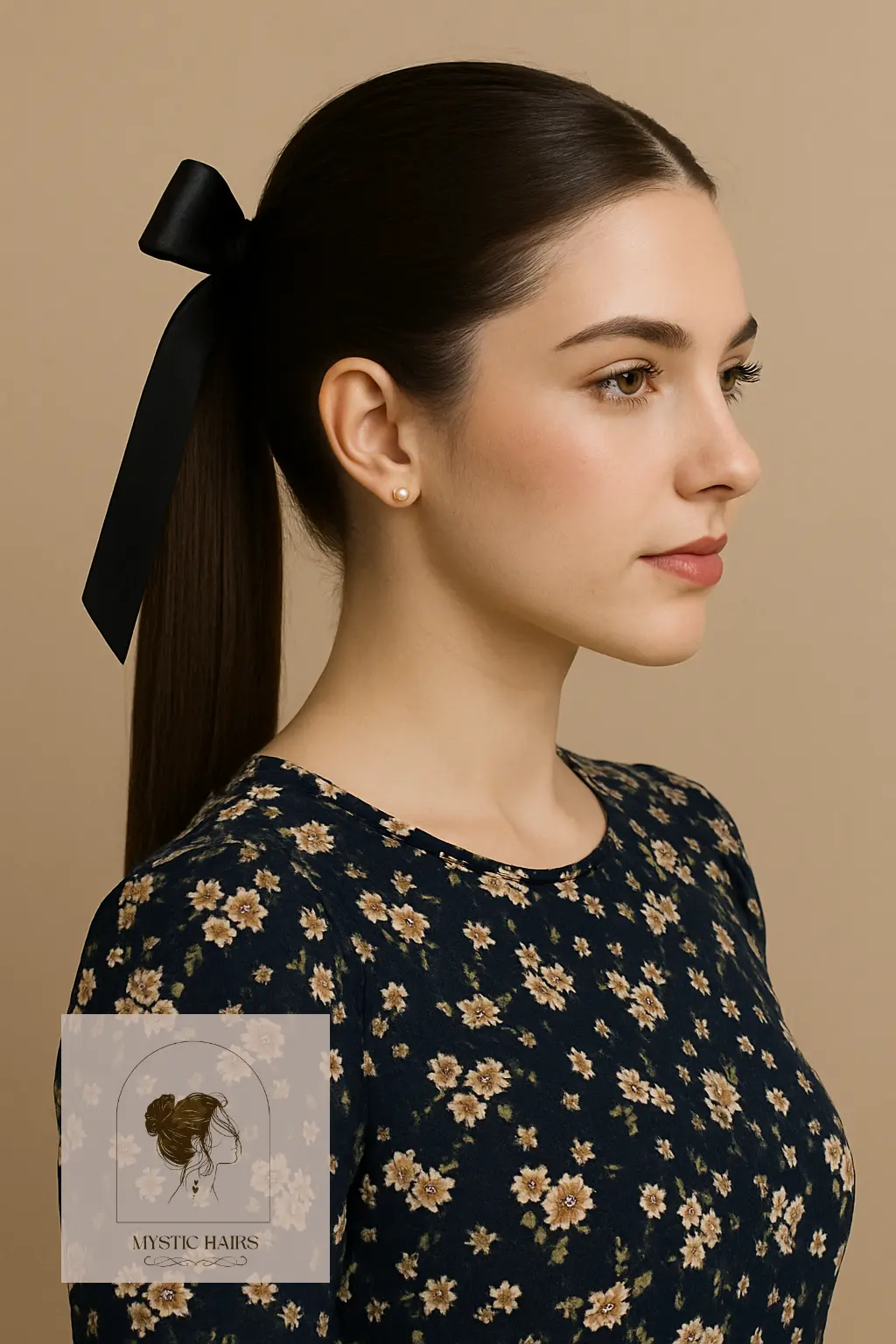 Sleek Ponytail with Ribbon Accent